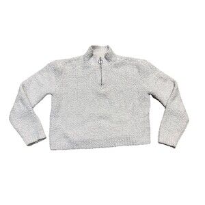 Kendall + Kylie Women's White Cropped Zipped Sweater Winter Fall Size M Capsule